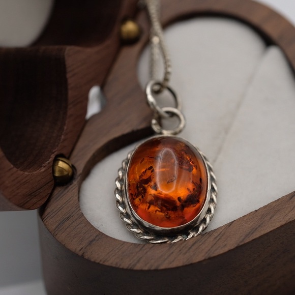 Glowingly Gorgeous Amber Necklace Beauty 🙌🏻✨⏰💭🤝⌛️ Sterling Silver Boho - Picture 15 of 16